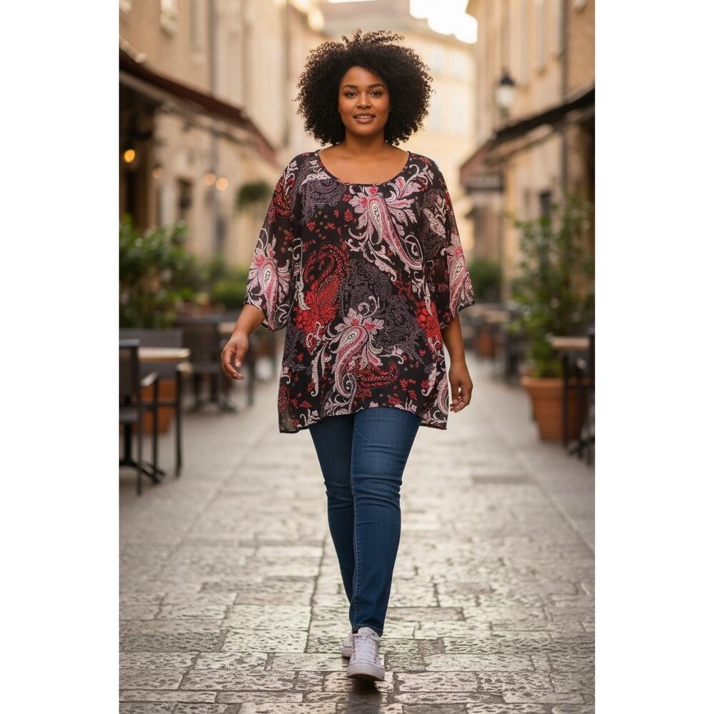 Sweet Candy Semi Sheer Paisley Blouse NWT Size 2X